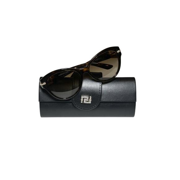 Versace VE4283 Havana Brown Gradient Lens Crystal Logo Sunglasses - Picture 4 of 6